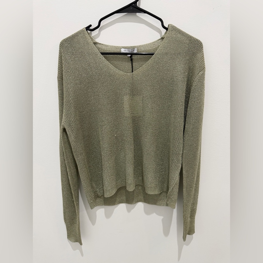 Crescent Olive V-Neck Sweater